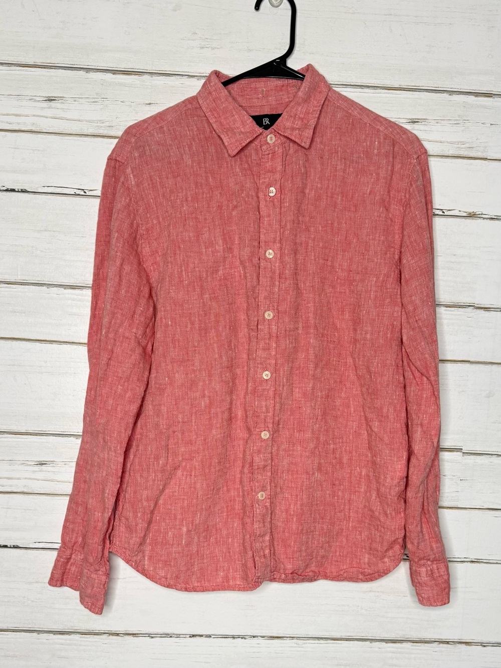 Banana Republic 100% Linen Button Down Shirt Coral Pink Size Medium
